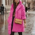 Prolriy Faux Fur Coat Womens Winter Solid Color Bear Faux Coat Jackets