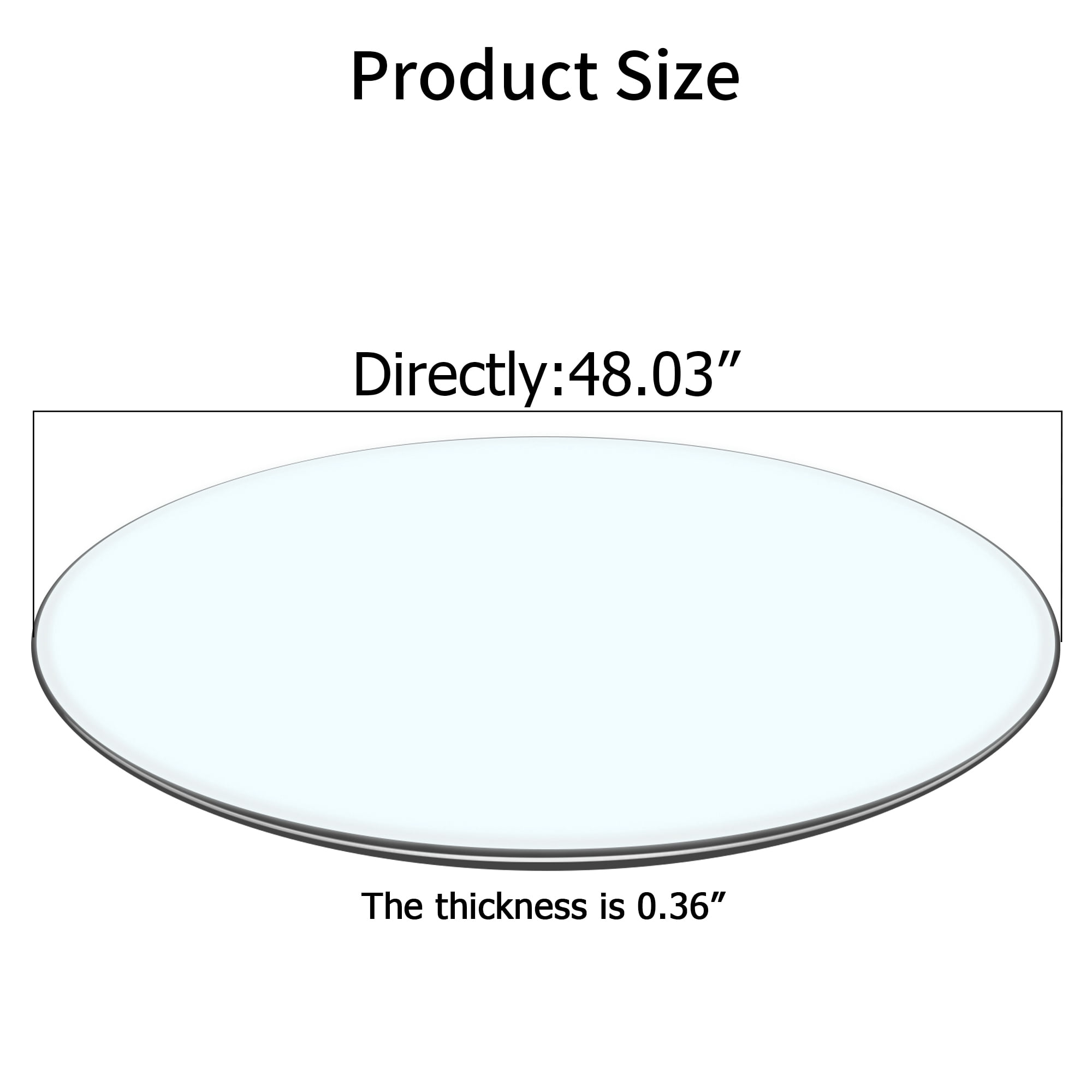 48 Inch Round Tempered Glass Table Top, Clear Round Glass Tabletop Replacement, 0.36" Thick Transparent Glass Sheet for Coffee Table, Side Table & Dining Turntable