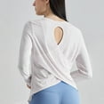 thumbnail image 2 of Ahdbta Long Sleeve Workout Shirts for Women Lightweight Gym Athletic Yoga Tops Criss Cross Open Back Running T-Shirt, 2 of 7