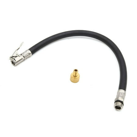 - 38cm Length Flexible Clip On Car Air Tire Inflator Hose w Round Valve Adaptor