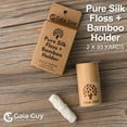 thumbnail image 3 of Gaia Guy Natural Unflavored Silk Dental Floss with Floss Refill & Reusable Bamboo Holder | 2 x 33yds Compostable Pure Silk Waxed with Candelilla Wax | Plastic-Free Packaging, 3 of 5