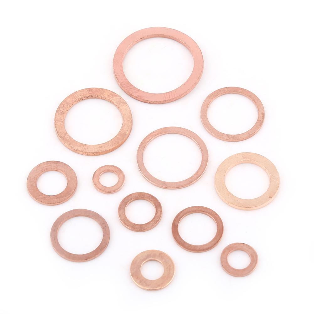Copper Washer, Tebru 280pcs 12 Sizes Copper Flat Washer Plain Washers With Box Fitting for