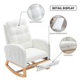 thumbnail image 4 of PORKISS Accent Rocking Chair with Pull-Out Footrest, Particle Fleece Accent Rocker Chair with Rubber Wood Legs Side Pocket, Glider Rocker with High Backrest for Living Room Bedroom Playroom, White, 4 of 11