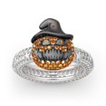 thumbnail image 2 of Delicate Fashionable Halloween Ring Silver-plated Metal Pumpkin Face Shape Rhinestone Decor Ring Party Jewelry Finger Accessories Jewelry Birthday Gift, 2 of 5