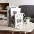 thumbnail image 2 of 9 Slot Rose Gold Magazine Holder,Desktop File Sorter Organizer Triangle Bookshelf Decor Home Office, 2 of 6
