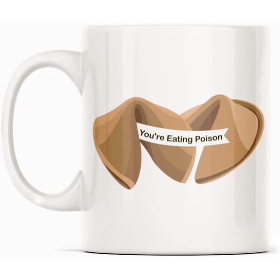 Fortune Cookie Joke Mug Gift, White Funny Sarcasm Coffee Cup Novelty