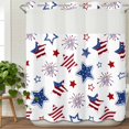 thumbnail image 3 of 4th of July No Hook Shower Curtain Waterproof, Bathroom Curtains with Snap in Liners and See Through Top Window, Independence Day Blue Red Star Fireworks Hotel Style Bathtub Curtains Shower 72"Wx72"L, 3 of 8