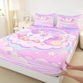 thumbnail image 4 of Erosebridal Kawaii Cute Unicorn Full Size Sheets，Pink Clouds Cute Stars Bed Sheets For Kids Girls 4pcs, 4 of 6