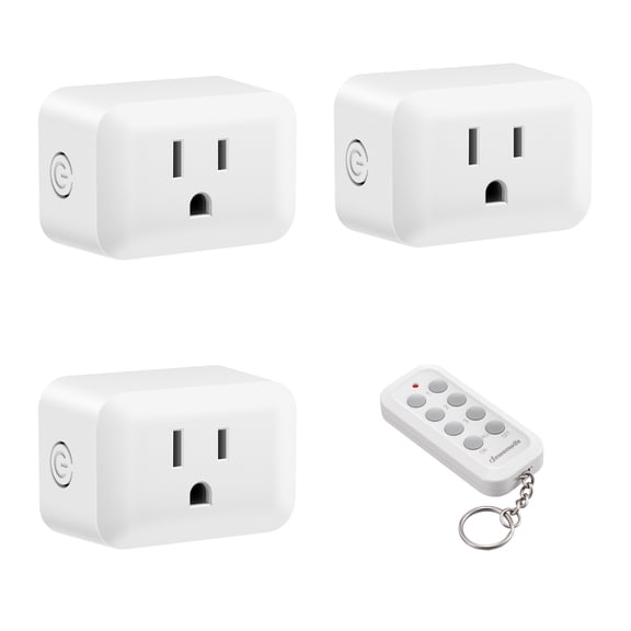 DEWENWILS Wireless Remote Control Outlet Set, 1 Transmitter   3 Receivers, 100FT RF Range, Programmable and Expandable Electrical Outlet Switch for Lamps, Fans, and Appliances