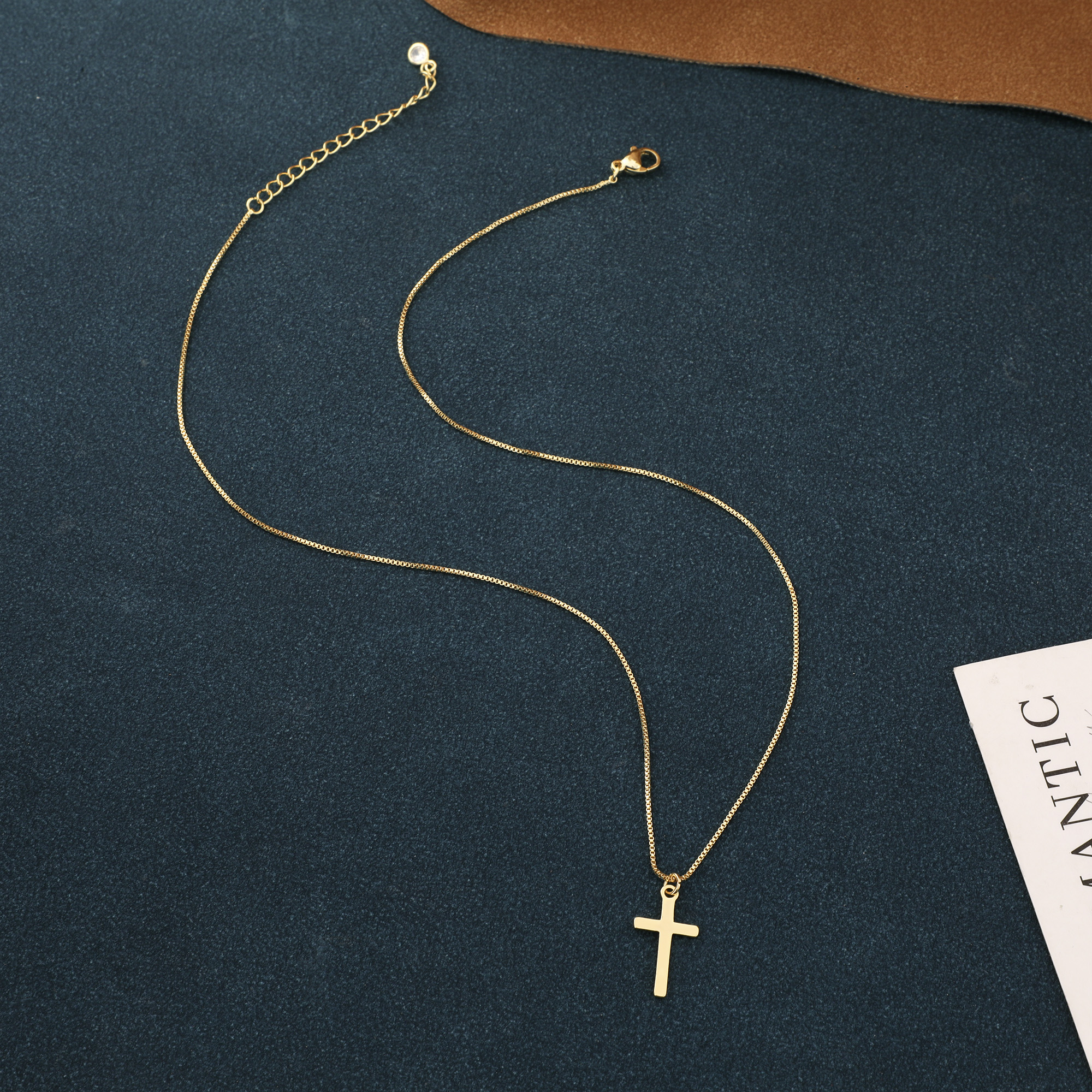 GOSFRY Dainty Cross Necklace with 14K Gold Plating photo 3