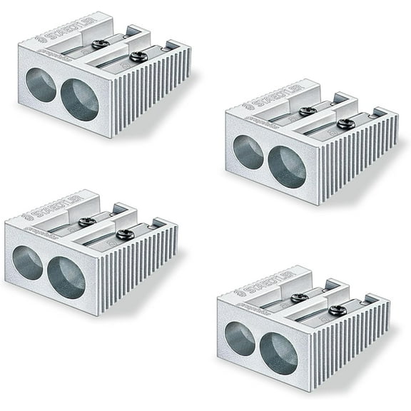 STAEDTLER Double Hole Quality Aluminium Pencil Sharpener - Pack of 4
