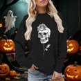 thumbnail image 2 of Halloween Sweatshirt for Women Versatile Women's Sweatshirt for Comfort and Effortless Style Soft Knit Pullover Top for Casual Wear Black XL, 2 of 4