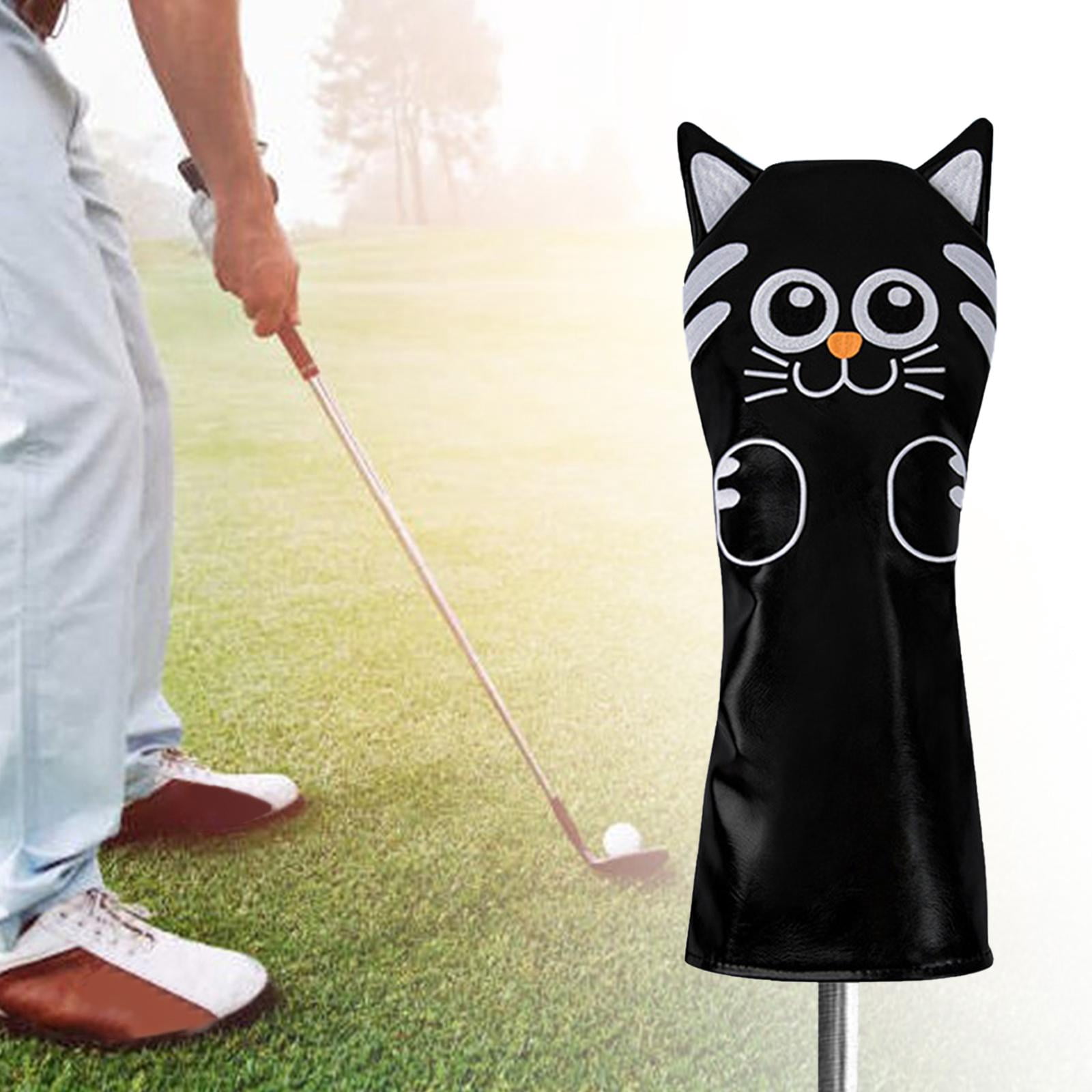 Golf Head Covers Equipment Mallet Putter Cat Pattern PU Leather Accessories Golf Driver Black