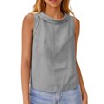 thumbnail image 2 of Women's Sleeveless Tank Tops Round Neck Cotton Linen Cute Summer Shirts 2026 Gray M, 2 of 4