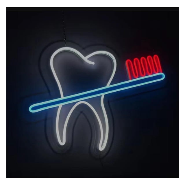 Letrero De Neón Para Dientes, Luz Decorativa Para Clínica Dental, Diente Y Cepillo, Lámpara De Consultorio Dental, Atenuador USB
