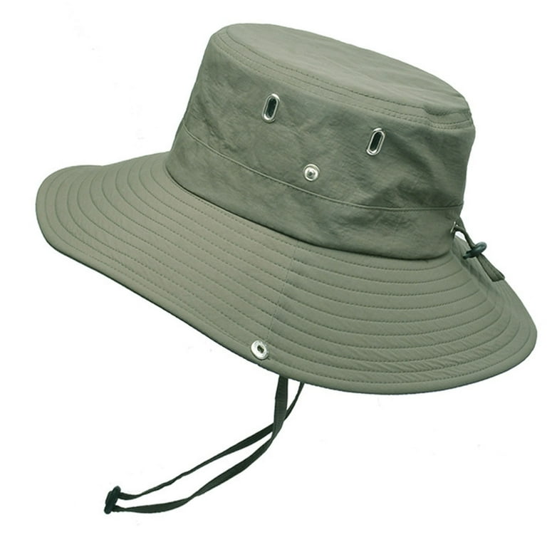 HES Summer Men Bucket Hat Solid Color Anti Sun Wide Brim