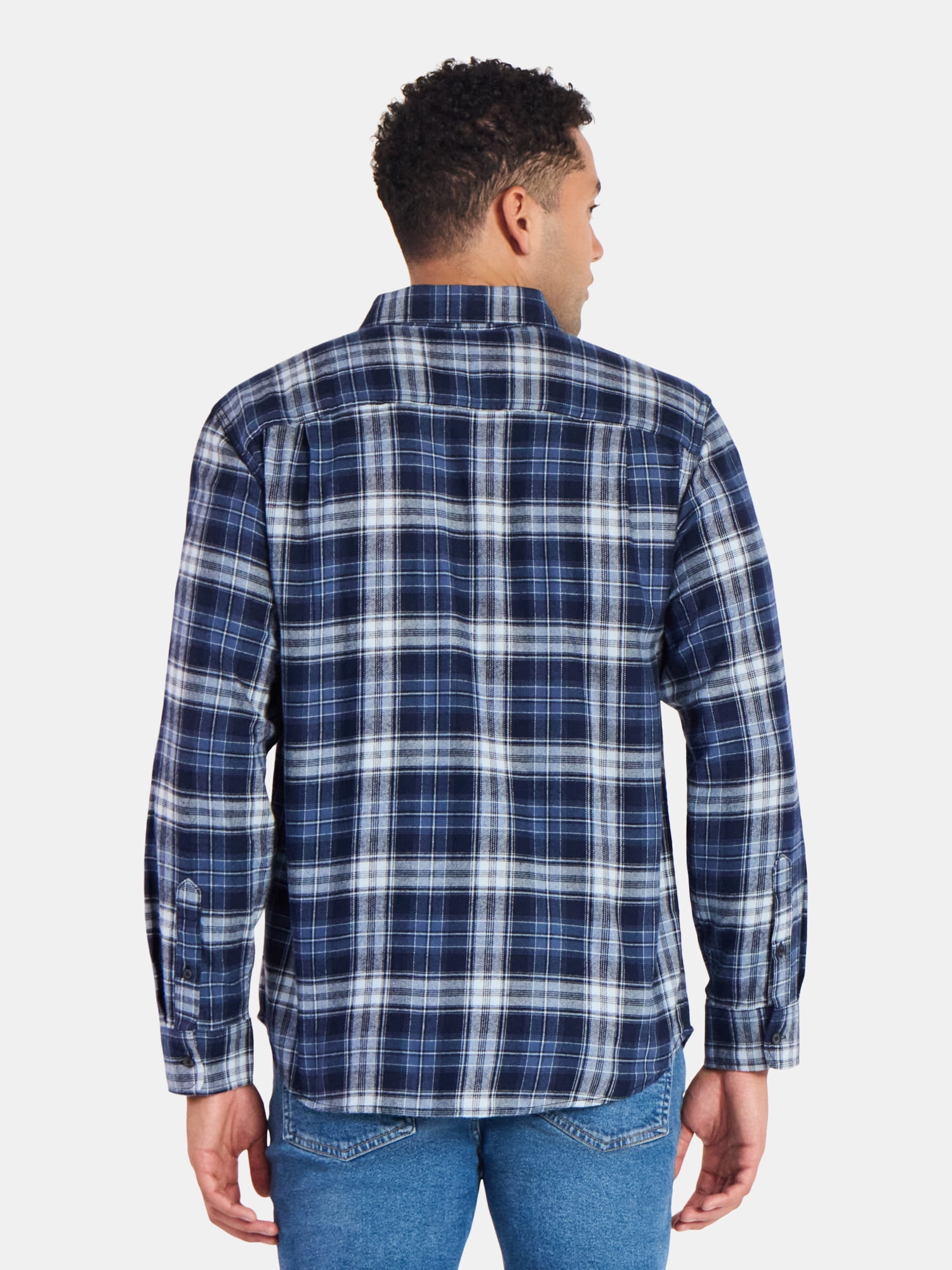 George Men's & Big Men's Relaxed Fit Double Pocket Flannel Shirt, Sizes XS-3XLT