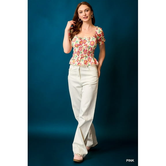 Floral Smocked Peplum Blouse