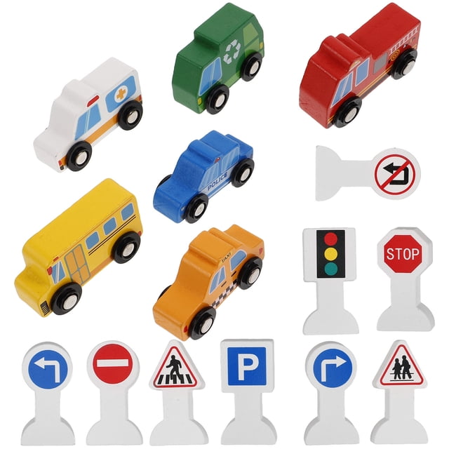 Mobutofu 1 Set Construction Vehicles Toys And Road Traffic Signs For Hands On Skills Cultivation Assorted Color