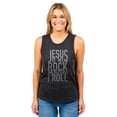 thumbnail image 2 of Jesus Is My Rock And That's How I Roll Women's Fashion Sleeveless Muscle Workout Yoga Tank Top Charcoal Grey 2X-Large, 2 of 3
