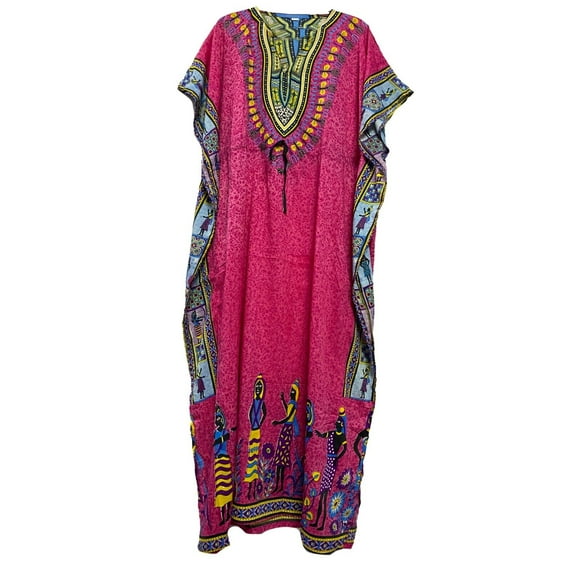 Pack of 2 Starculture Pink Ladies Kaftans Tunic Kimono Maxi Women Dashiki African Caftan Free Size