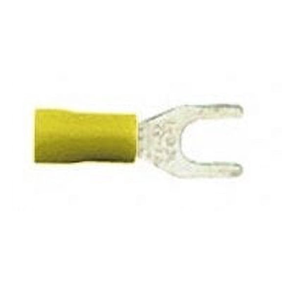 Vinyl Insulated #10 Size Fork Terminal 12-10 Gauge (Yellow) - 100 Pieces