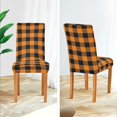 thumbnail image 5 of Orange Plaid Dining Chair Covers Set of 4 Spandex Stretch Chair Covers for Dining Room Ceremony Wedding, 5 of 6