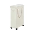 thumbnail image 2 of Slim Rolling Laundry Hamper With Wheels, 65L Narrow Woven Fabric Foldable Foldable Dirty Garments Basket With Lid For Small Spaces, 2 of 6