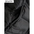 thumbnail image 4 of ZEVITY, Chaqueta de algodón acolchada de retazos de manga larga con cuello levantado a la moda para mujer, abrigo para mujer, prendas de vestir exteriores elegantes con cremallera, Tops cortos CT5817, 4 of 5