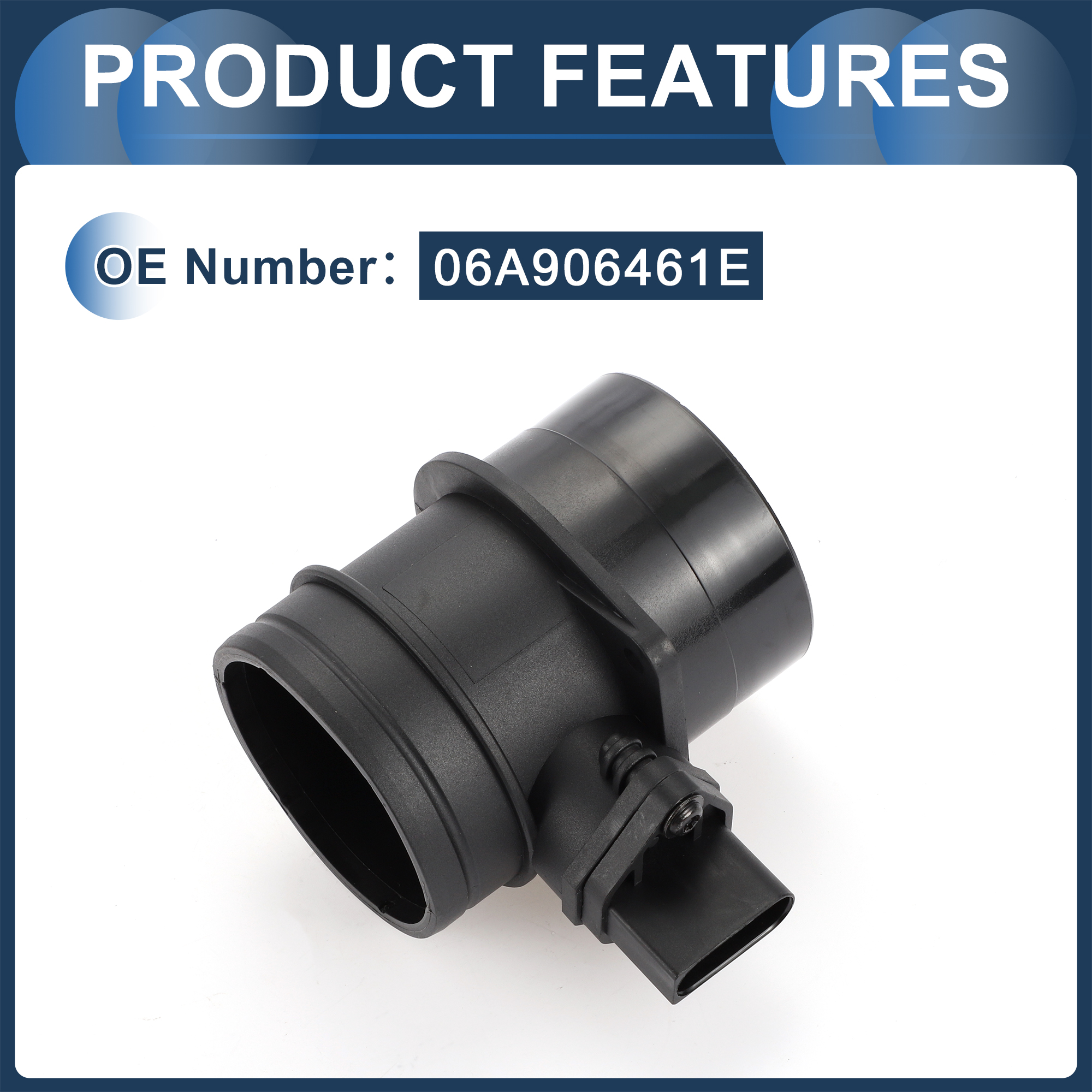 Unique Bargains Mass Air Flow Sensor Assembly MAF Sensor No.06A906461E for Audi TT Quattro 2000-2002 Black 1 Pc