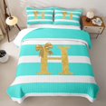 thumbnail image 2 of Erosebridal Bowknot Initial H Twin Quilt Set for Girls, Abstract Ombre Twin Coverlet Set, 2-Piece, 2 of 7