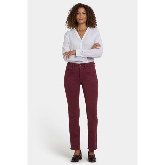 NYDJ Women's Straight Jeans In Petite With High Rise, Utility Welt Pockets And 29" Inseam