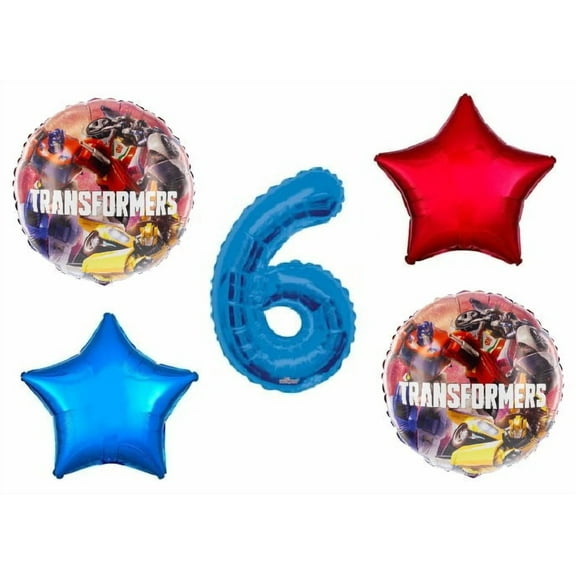 Optimus Prime Bumblebee Transformers 6th Happy Birthday 5 Piece Party Balloons Decoration Set