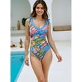 thumbnail image 7 of BERANMEY Women's Tropical Print One Piece Swimsuit with Cover up Beach Skirt Sarong Two Piece Floral Printed V Neck Tummy Control High Cut Monokini Swimsuit Bathing Suit Women's Swimwear & Clothing, 7 of 7