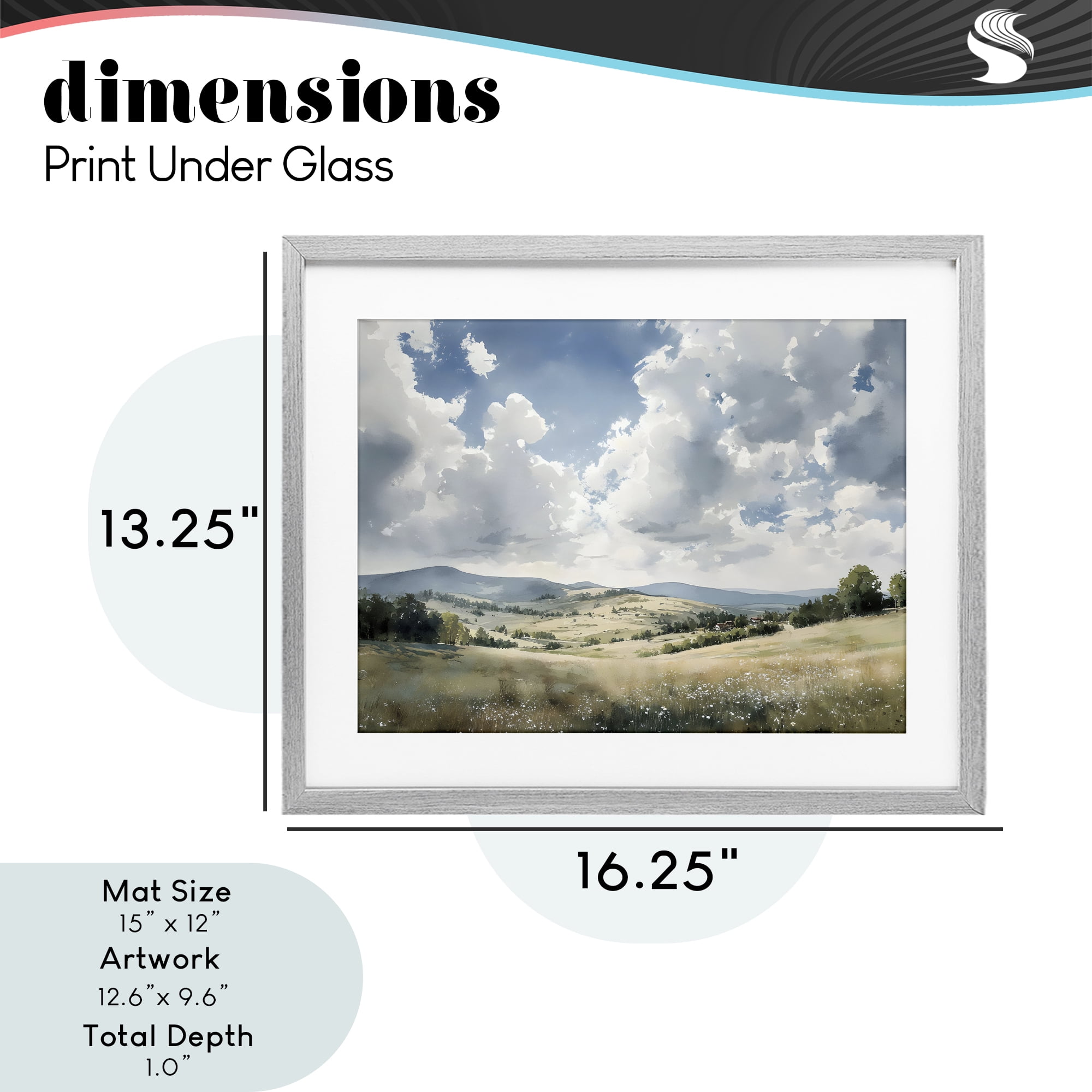 Stupell Industries Cloudy Hills Meadow Gray Framed Print Under Glass, design by Franklyn Gregory