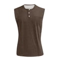 thumbnail image 3 of GrmtClth Shirts for Men Henley V Neck Sleeveless Tank Tops With Pocket Loose Fit Summer Workout Casual Shirts Brown 3XL, 3 of 5