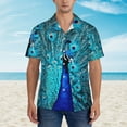 thumbnail image 4 of Goofa Beautiful Blue Peacock Hawaiian Shirt for Men, Unisex Summer Beach Casual Short Sleeve Button Down Shirts,Aloha Tropical Floral print shirt-Medium, 4 of 9