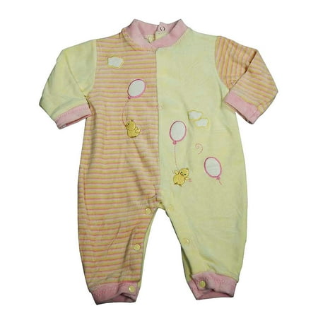 

Beyond Basics Kids - Baby Girls Long Sleeved Velour Coverall 8588-24Months (pink/yellow)