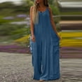 thumbnail image 2 of Baggy Overalls for Women Loose Fit Summer Casual Wide Leg Jumpsuits with Pockets Long Cargo Pants Oversized Rompers Blue M, 2 of 6