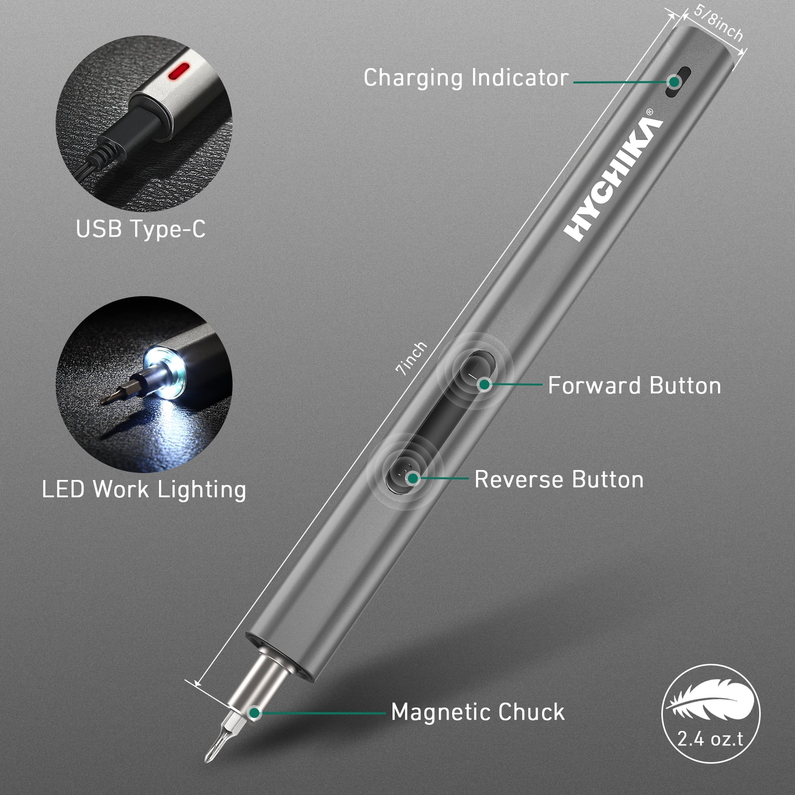HYCHIKA 67-in-1 3.7 Volts Cordless Mini Precision Electric Screwdriver Set with 46 Magnetic Bits, Manual & Electric 2-in-1 LED Lighting Rechargeable Repair Tool for Phone Watch Camera Laptop