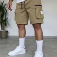 thumbnail image 2 of Dwelliawo Men's Shorts Drawstring Elastic Waist Big and Tall Summer Shorts Lightweight Traval Hiking Cargo Shorts Pants with Pockets Earthy Yellow 3XL, 2 of 5
