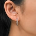 thumbnail image 4 of JeenMata Lab Grown Diamond Hoop Earrings - Round Cut Classic Earrings in White Gold Plating for Women, 4 of 8