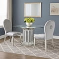 thumbnail image 7 of Benjara Round Glass Top Dining Table with Cross Oval Base- Silver, 7 of 7