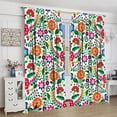 thumbnail image 4 of Abstract Flower Window Curtains,Bohemian Retro Mexican Folk Art Floral Print Pattern Curtains for Bedroom Living Room Kitchen Polyester Fabric Window Drapes 2 Panel Set,Total Size 84" x 84", 4 of 8