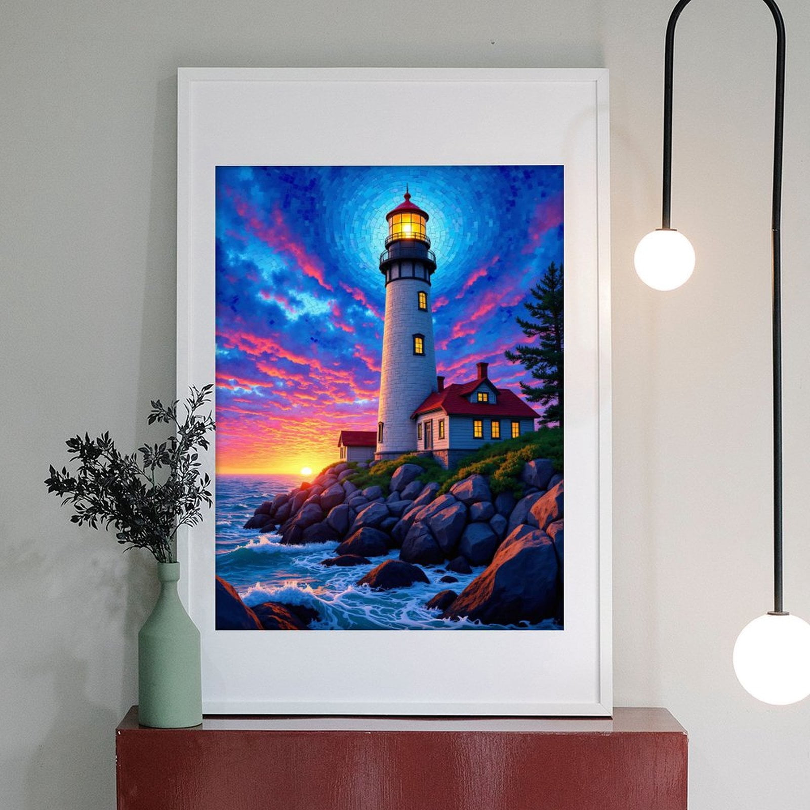 Diamond Art Kits for Adults - 5d Lighthouse Vibrant Sunset Seascape Diamond Painting for Adults, Diamond Art for Adults Beginners, Diamond Painting Kits for Adults for Home Wall Decor