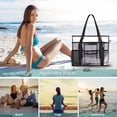 thumbnail image 6 of Tinyat Upgrade Extra Large Beach Bag for Women Clear Tote Bag Mesh Pvc Bag 7-Pockets for Seaside Pool Picnic Black, 6 of 7