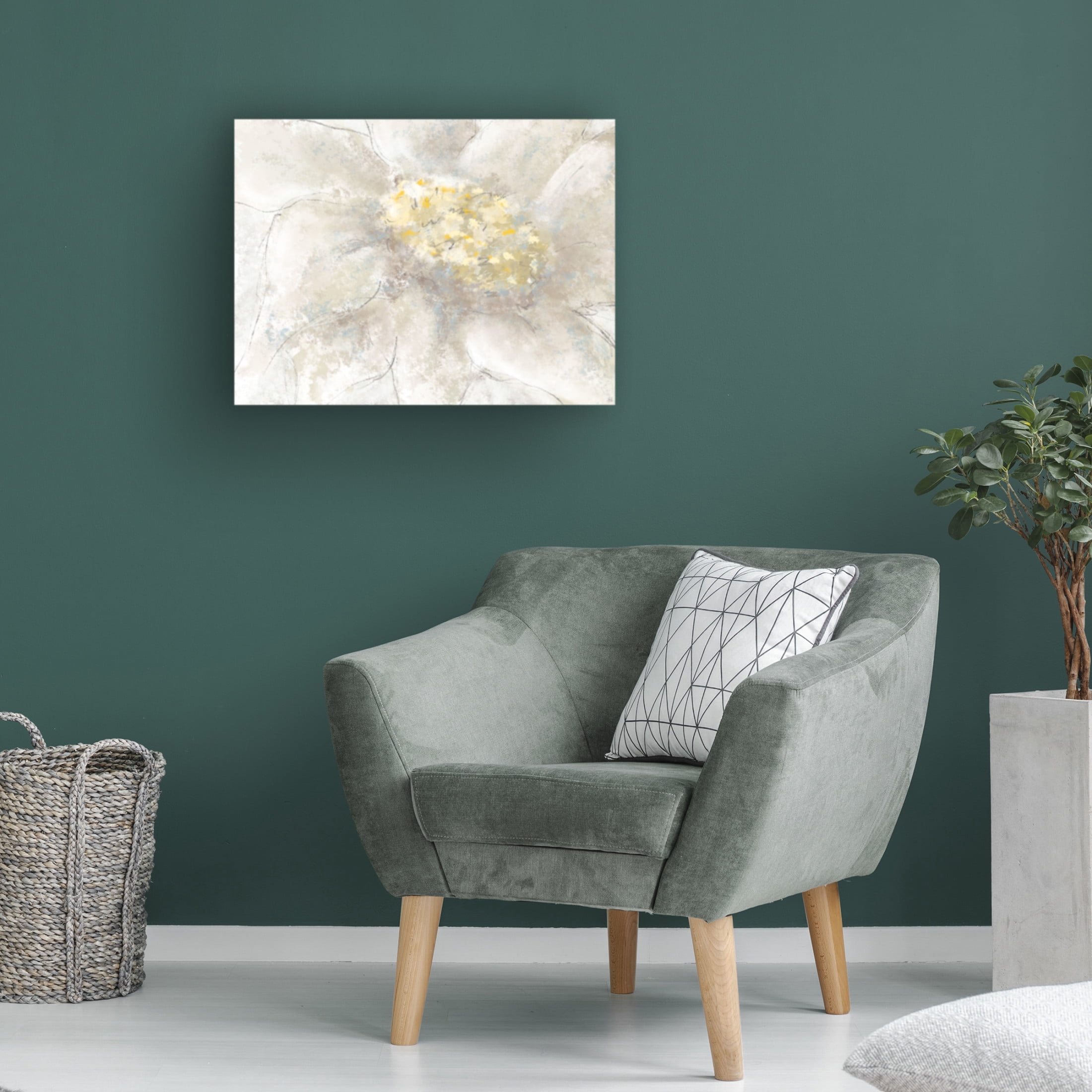Canvas Wall Art - Line and Brush 'Textured Flower Of Sun' Wall Art for Living Room, Bedroom, or Office Décor by Trademark Fine Art - 32 x 24 Inches