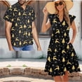 thumbnail image 2 of Uorisanigo Christmas Elk Couple Matching Outfit Christmas Tree Men's Button Up Shirt Size 5XL Casual Shirt for Summer and Womens Midi Dress Fashion Elegant Hawaiian Party Dresses, 2 of 7
