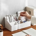 thumbnail image 3 of Caja de almacenamiento de escritorio, organizador de bolígrafos, ahorro de espacio, cosméticos de plástico, papelería de oficina, artículos Almacenamiento y organización del hogar Blanco S Inteprter HA082284-02, 3 of 6