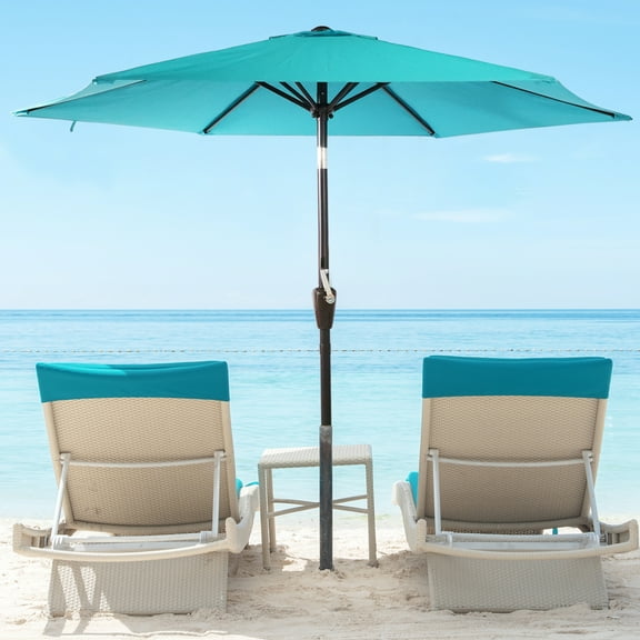 7.5Ft Patio Umbrella Outdoor Table Umbrella with Push Button Tilt and Crank for Terrace, Backyard, Garden, Courtyard, Swimming Pool, Lawn